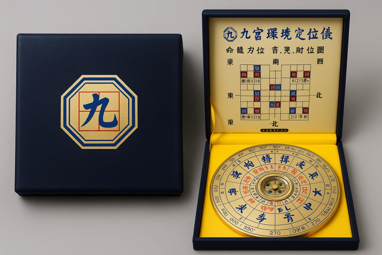 九宮定位儀|黃金羅盤 × 寶藍絨盒・最後珍藏版