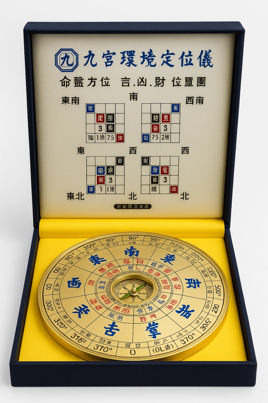 九宮定位儀|黃金羅盤 × 寶藍絨盒・最後珍藏版